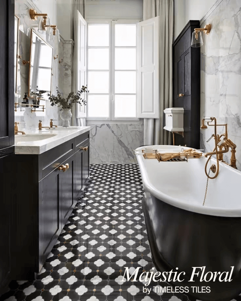 โมเสคหินอ่อน TIMELESS TILES รุ่น MAJESTIC FLORAL 20X20 ซม. สีดำ_4